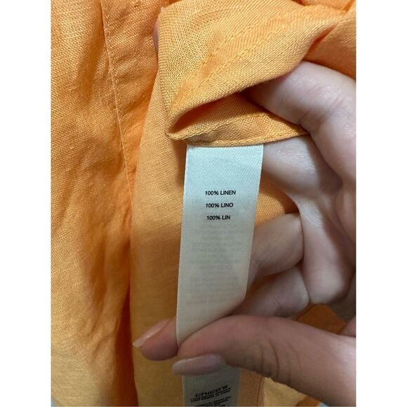 Chico's Womens Blouse Linen Button Down Quarter Sleeve Tie Knot Orange Size 0 sm - Picture 6 of 11